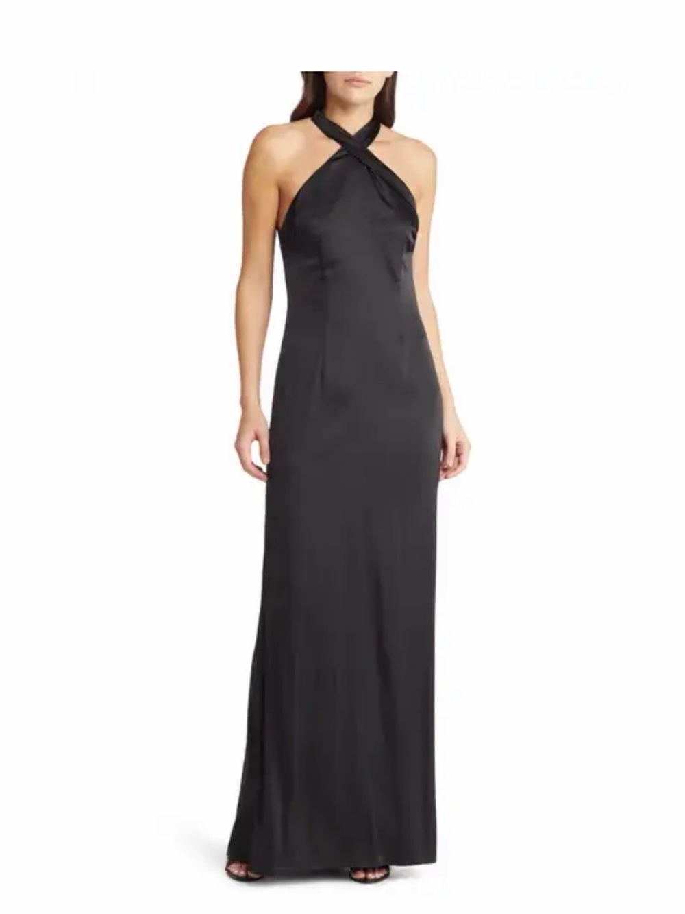 Lulu’s Black Halter Maxi Dress Waltz with You Satin Halter Maxi